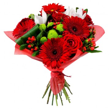 Bouquet de Gerberas e Rosas Vermelhas